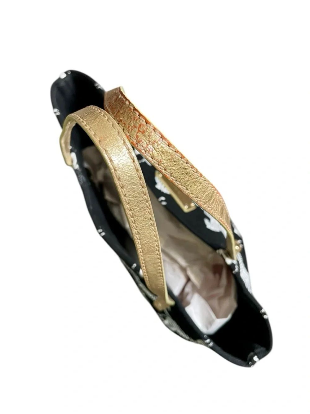 Kate Spade Bon Mot Zebra Print Canvas Shopper Tote Bag w/ Metallic Gold Handles - Picture 5 of 7